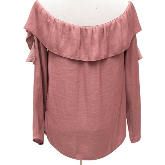 1. State Mauve Rose Off The Shoulder Ruffle Top Size Small - Picture 3 of 8
